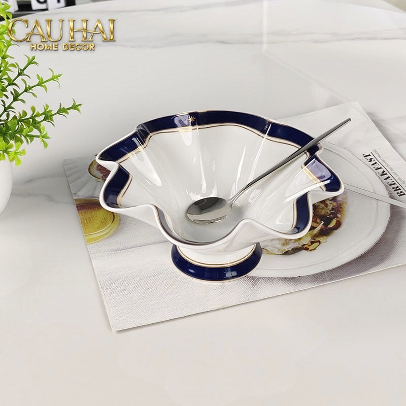 Maison Couture - Đĩa Trái Cây Belle Vie Luxe Blanc & Bleu Minuit Signature Fluid Plateau - CẬU HAI HOME DECOR