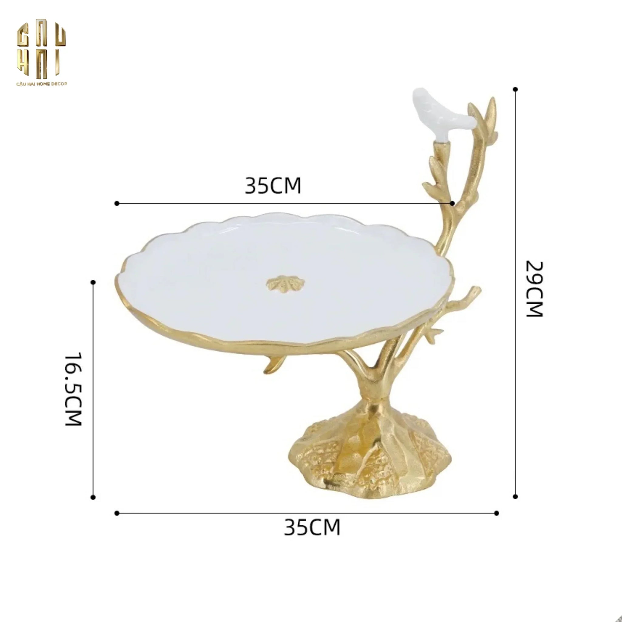 Maison Couture - Đĩa Trái Cây Đồng Brasson Branch Lumière Prestige Gala 17x28x33-Đĩa Trái Cây-CẬU HAI HOME DECOR