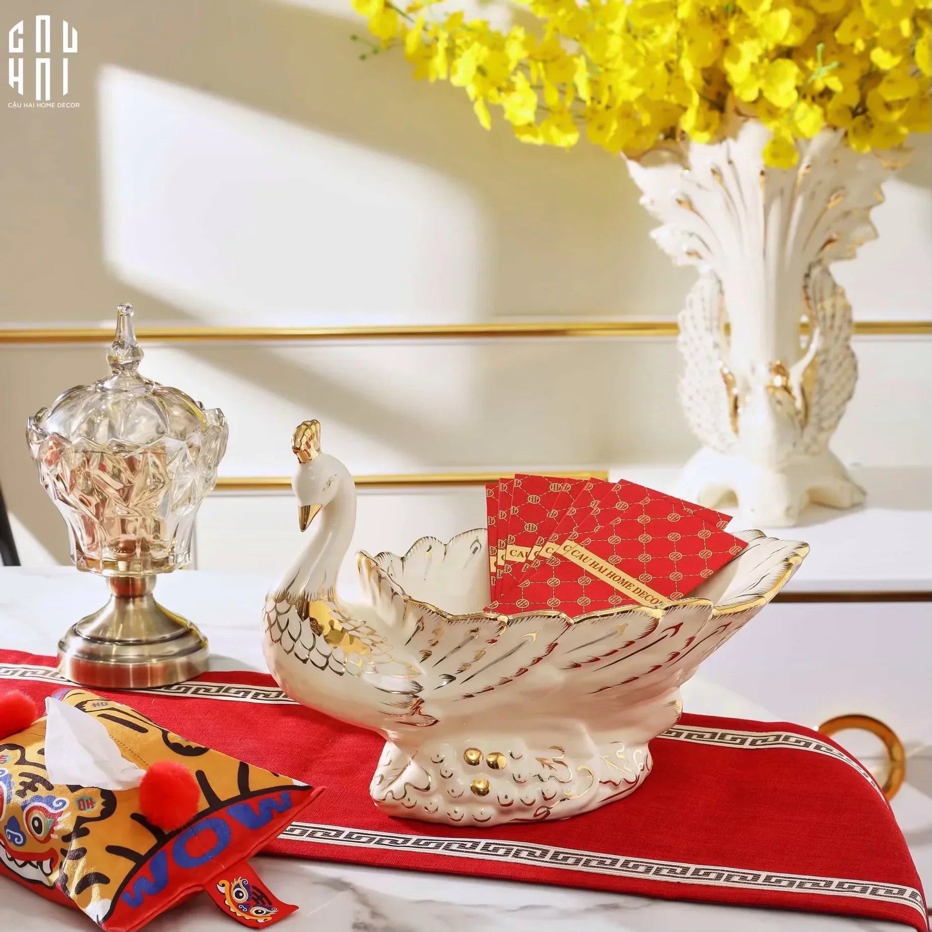 Maison Couture - Đĩa Trái Cây Khổng Tước Paon D'Ivoire Luxury Porcelain Plateau-CẬU HAI HOME DECOR
