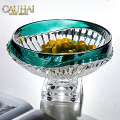 Maison Couture - Đĩa Trái Cây Pha Lê Màu Ngọc Lục Bảo Émeraude Cristalleries Fruit Bowl-CẬU HAI HOME DECOR