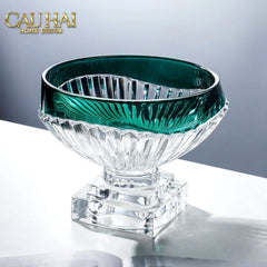 Maison Couture - Đĩa Trái Cây Pha Lê Màu Ngọc Lục Bảo Émeraude Cristalleries Fruit Bowl-CẬU HAI HOME DECOR