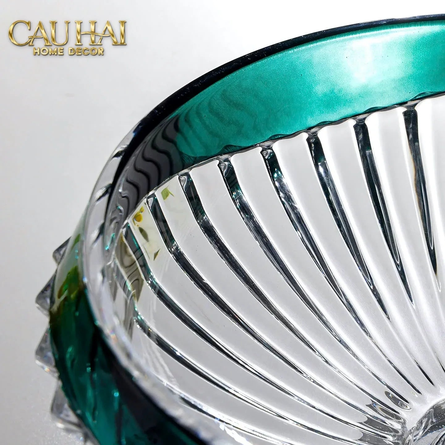Maison Couture - Đĩa Trái Cây Pha Lê Màu Ngọc Lục Bảo Émeraude Cristalleries Fruit Bowl-CẬU HAI HOME DECOR
