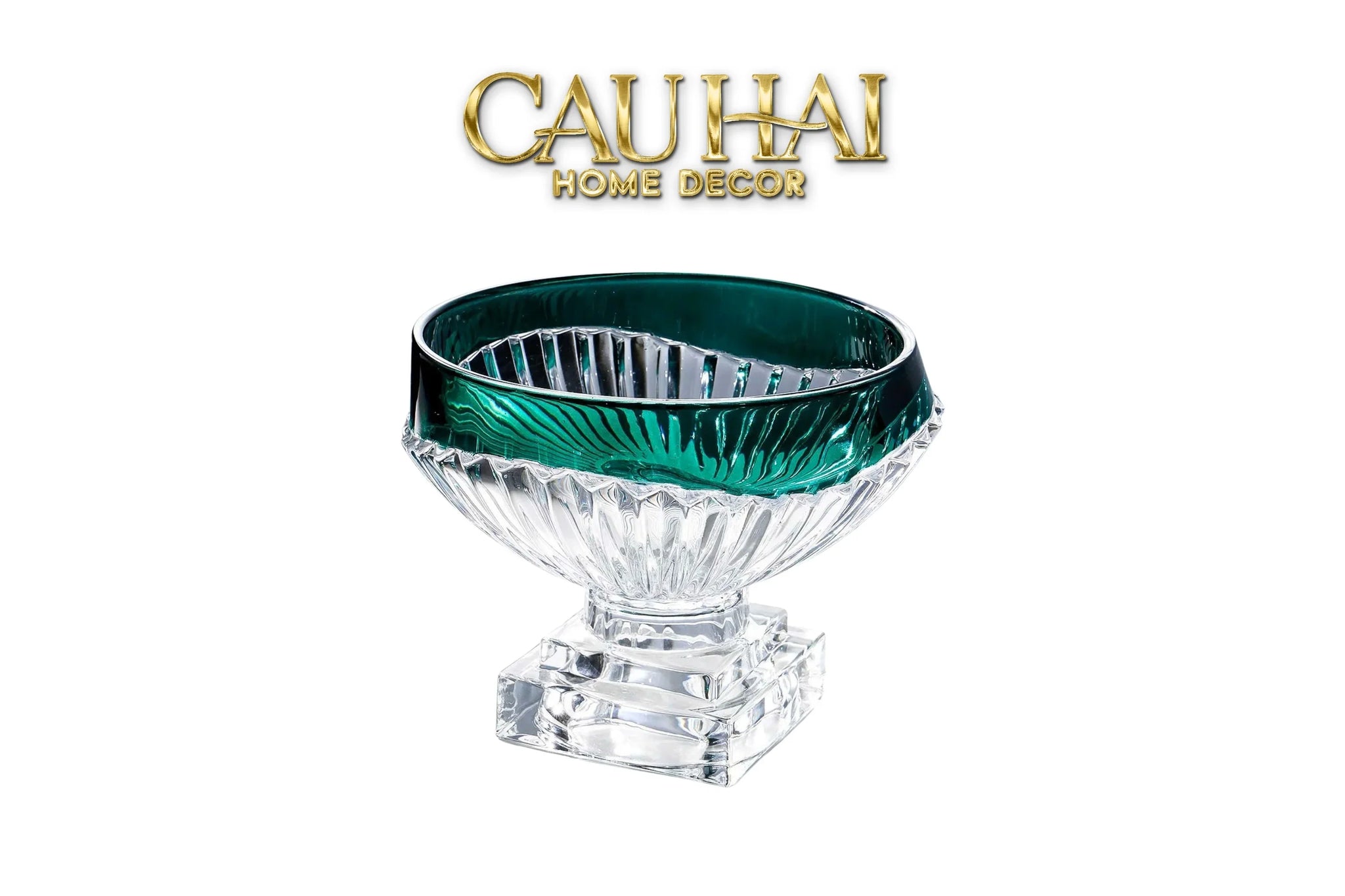 Maison Couture - Đĩa Trái Cây Pha Lê Màu Ngọc Lục Bảo Émeraude Cristalleries Fruit Bowl-CẬU HAI HOME DECOR