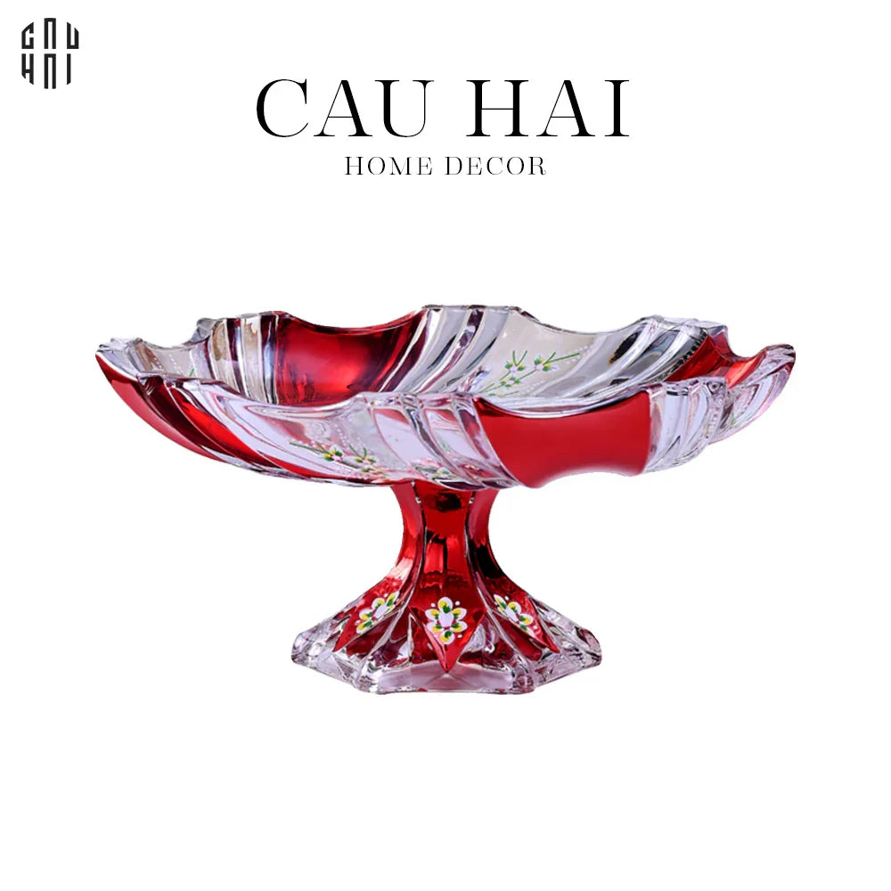 Maison Couture - Đĩa Trái Cây Pha Lê Ruby Cristalleries Crimson Peak Plateau 33x15-CẬU HAI HOME DECOR