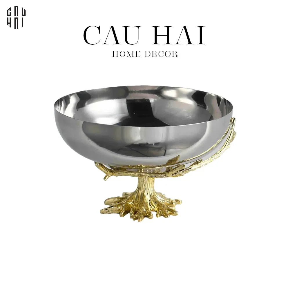 Maison Couture - Đĩa Trái Cây Platinum Regal Métallique Bowl 22x14.5-CẬU HAI HOME DECOR