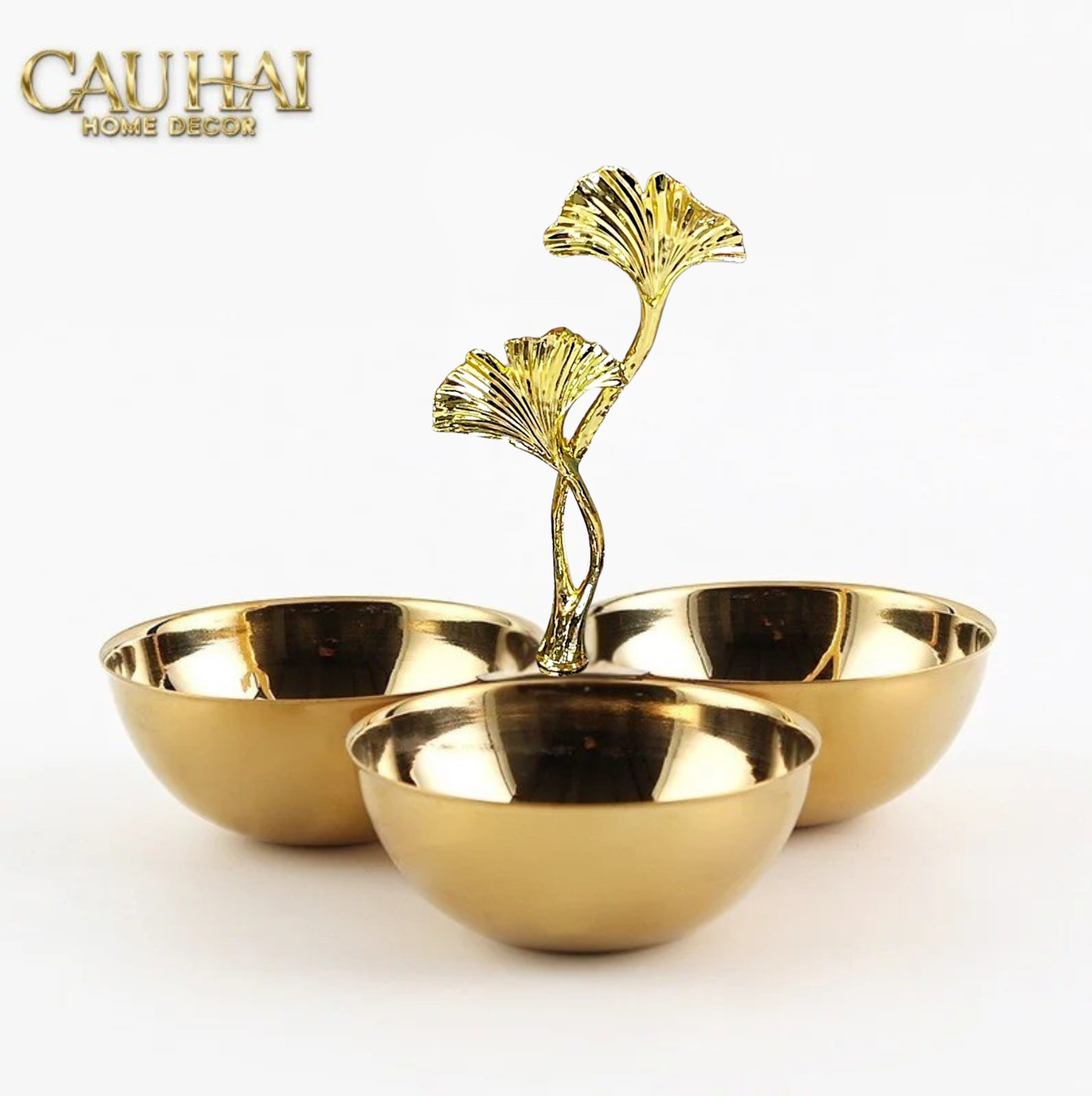 Maison Couture - Đĩa Triptyque Gilded Branch Ginkgo Trois Éclat - CẬU HAI HOME DECOR