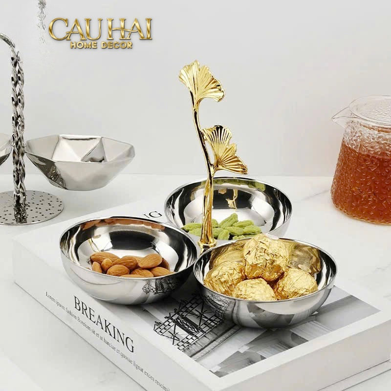 Maison Couture - Đĩa Triptyque Gilded Branch Ginkgo Trois Éclat - CẬU HAI HOME DECOR