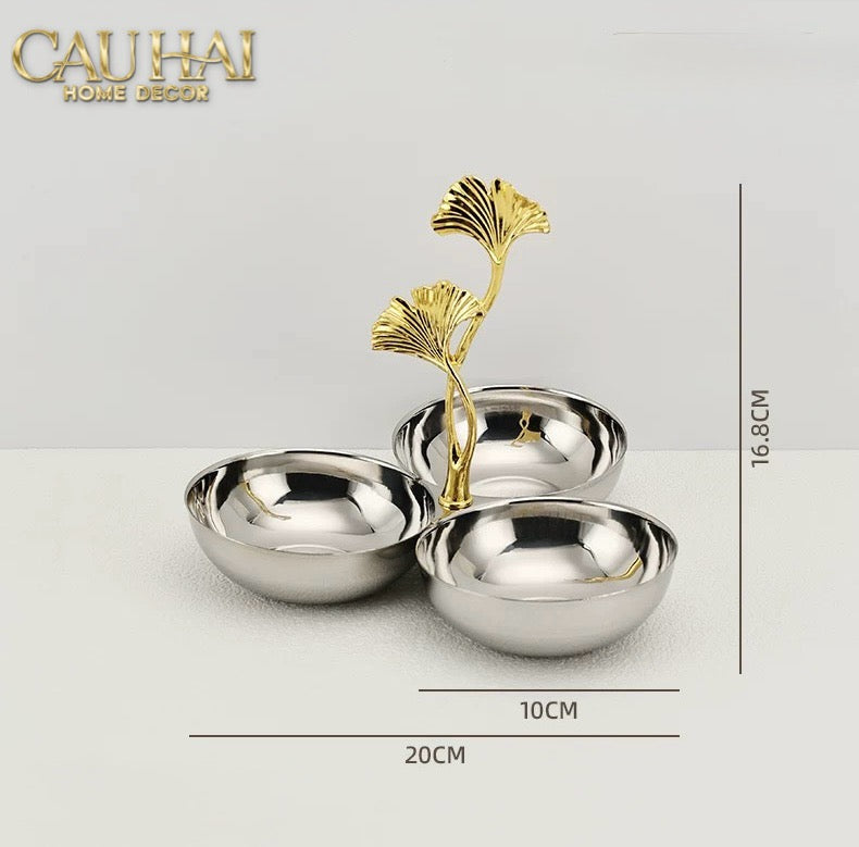 Maison Couture - Đĩa Triptyque Platinum Dou Ginkgo Decorative Disk - CẬU HAI HOME DECOR