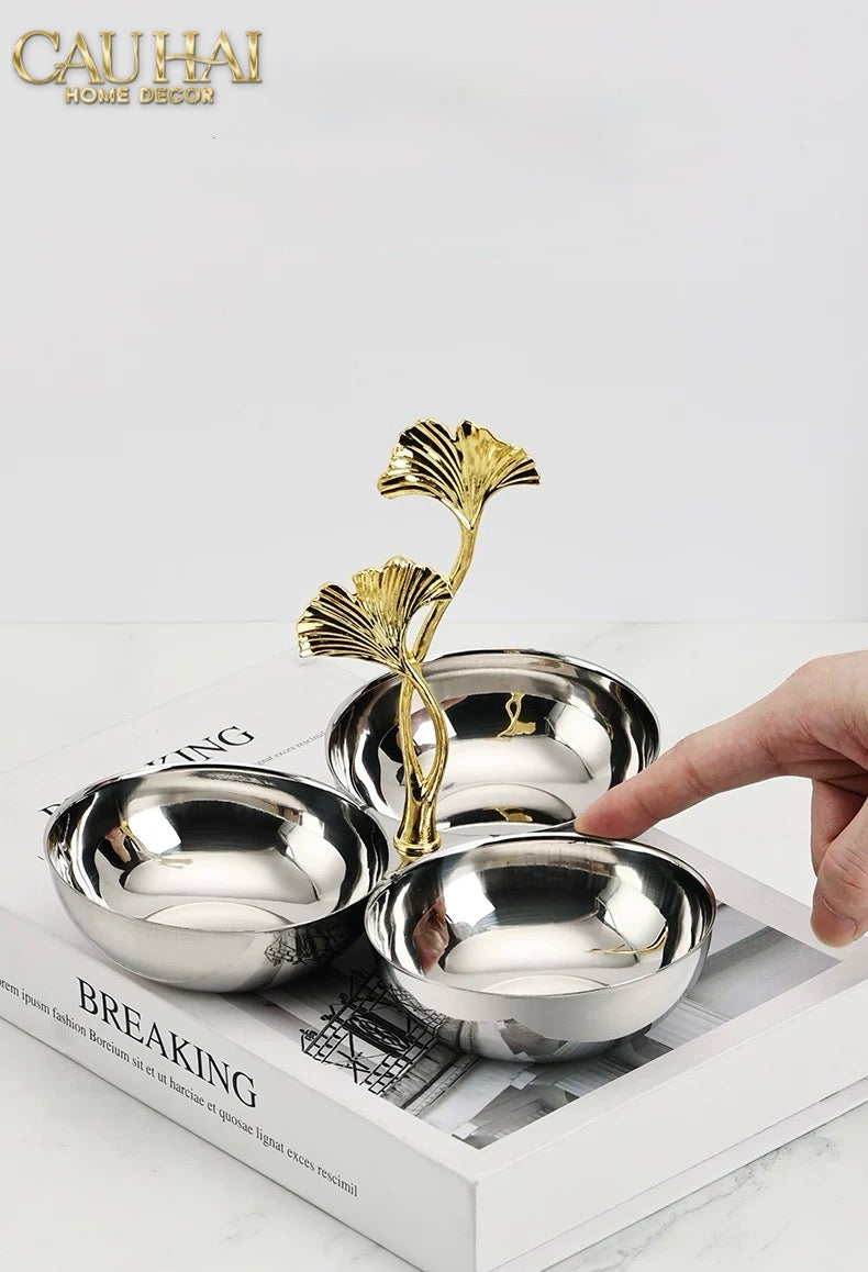 Maison Couture - Đĩa Triptyque Platinum Dou Ginkgo Decorative Disk - CẬU HAI HOME DECOR