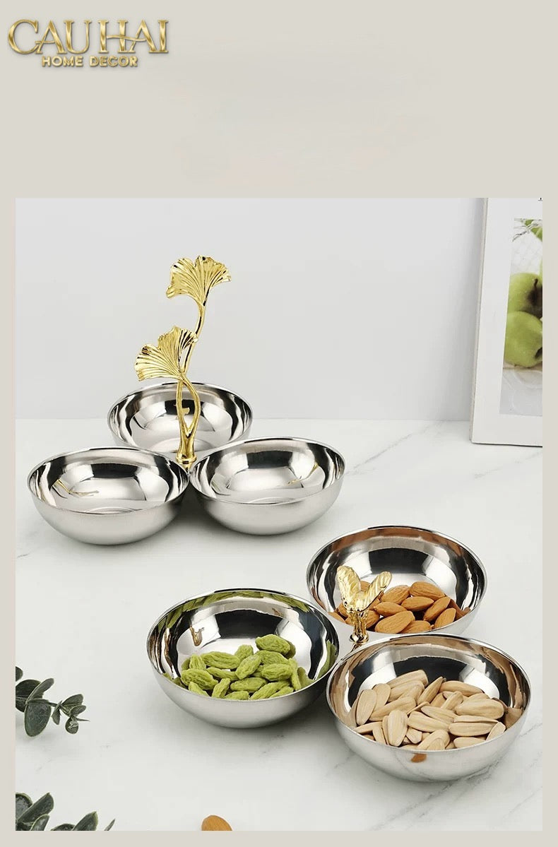 Maison Couture - Đĩa Triptyque Platinum Dou Ginkgo Decorative Disk - CẬU HAI HOME DECOR