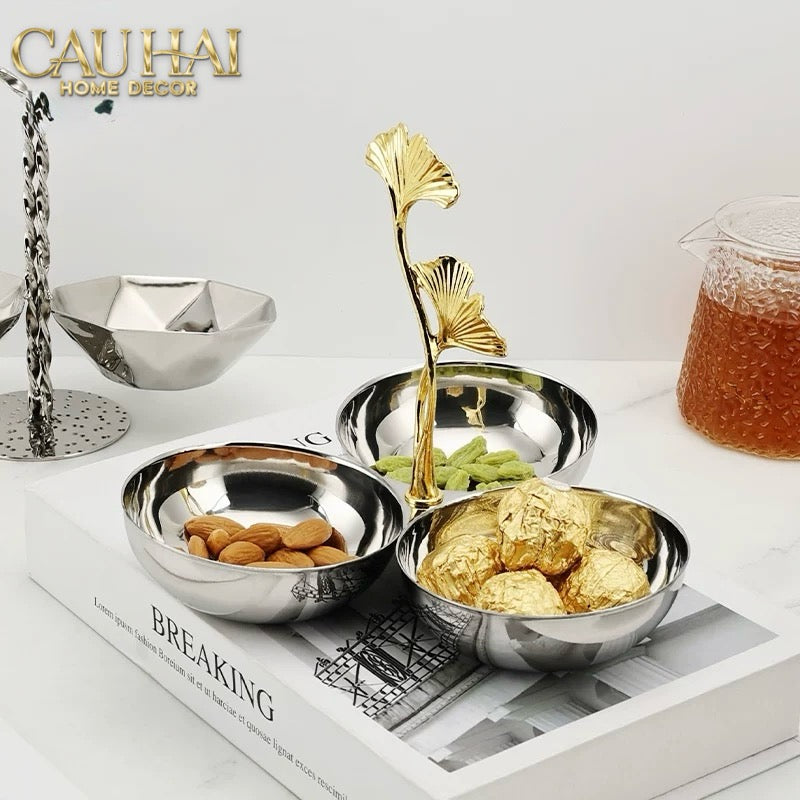 Maison Couture - Đĩa Triptyque Platinum Dou Ginkgo Decorative Disk - CẬU HAI HOME DECOR