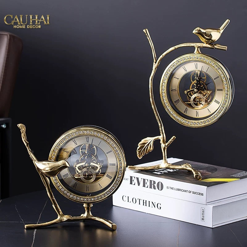 Maison Couture - Đồng Hồ Để Bàn Bằng Đồng Golden Empire Emperor Bird Of The Paradise Castle 11x22x20-Đồng hồ để bàn-CẬU HAI HOME DECOR