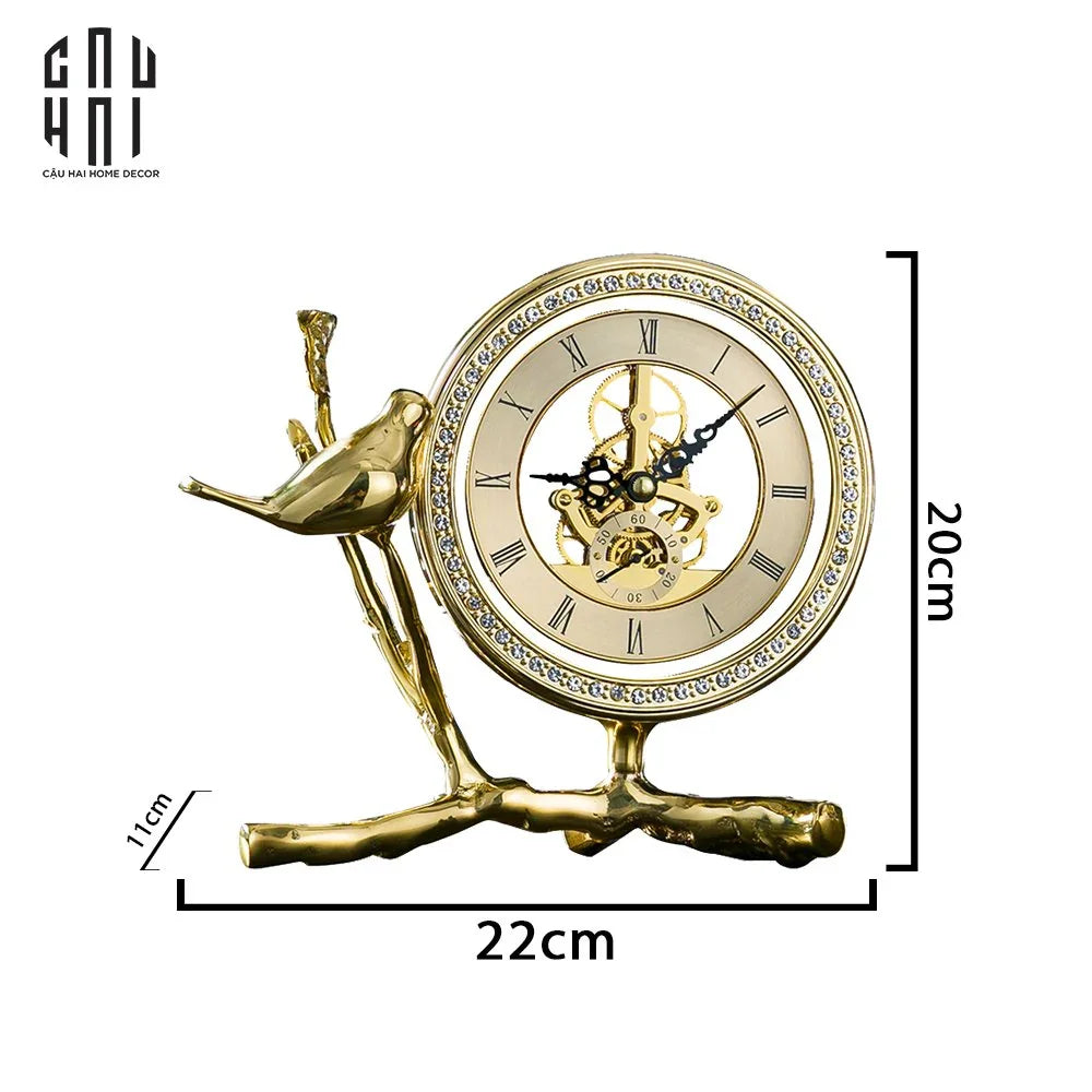 Maison Couture - Đồng Hồ Để Bàn Bằng Đồng Golden Empire Emperor Bird Of The Paradise Castle 11x22x20-Đồng hồ để bàn-CẬU HAI HOME DECOR
