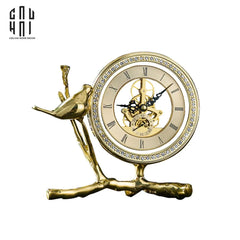 Maison Couture - Đồng Hồ Để Bàn Bằng Đồng Golden Empire Emperor Bird Of The Paradise Castle 11x22x20-CẬU HAI HOME DECOR
