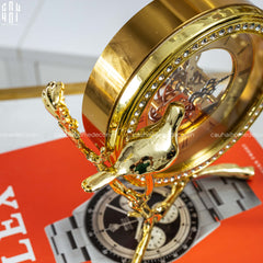 Maison Couture - Đồng Hồ Để Bàn Bằng Đồng Golden Empire Emperor Bird Of The Paradise Castle 11x22x20-CẬU HAI HOME DECOR