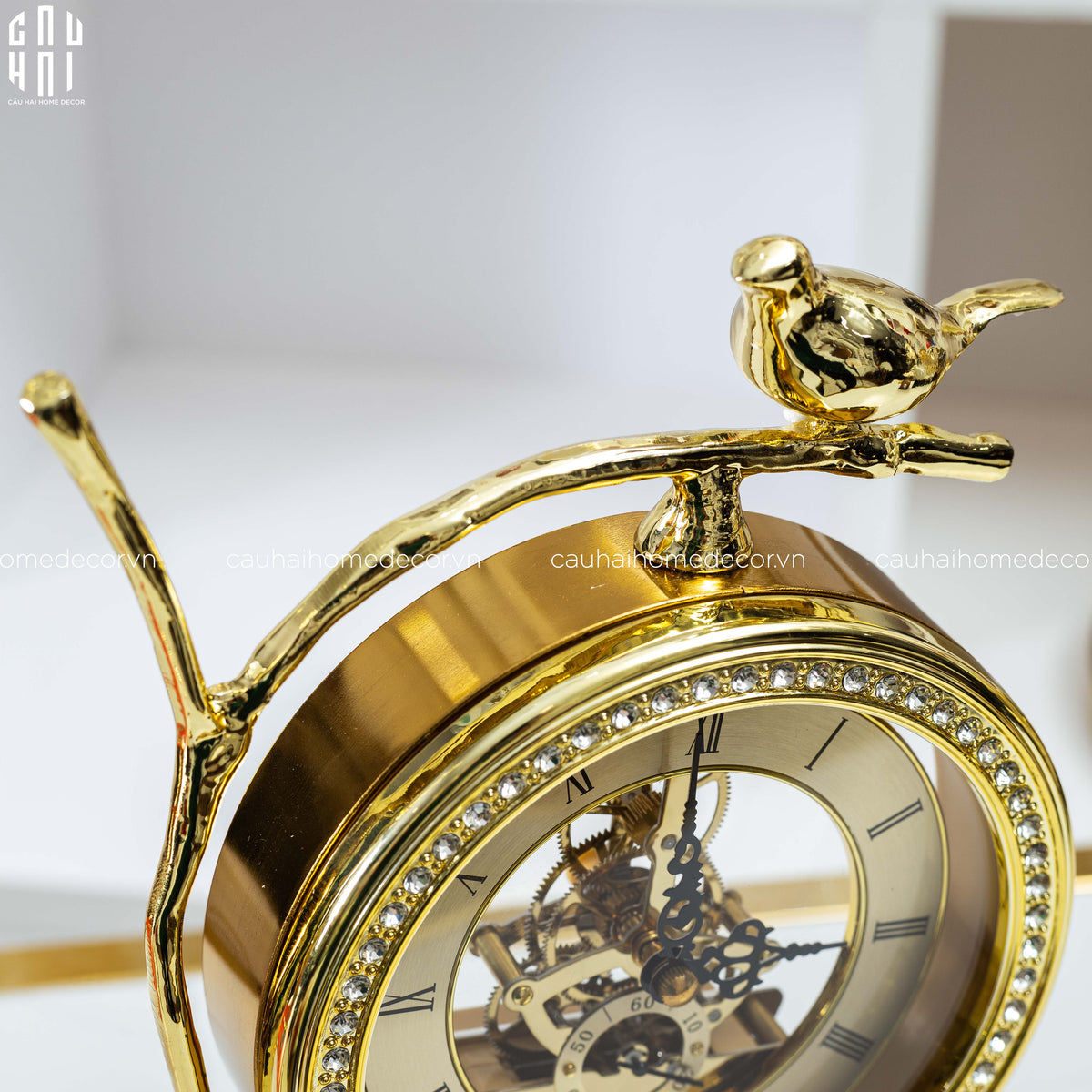 Maison Couture - Đồng Hồ Để Bàn Bằng Đồng Golden Empire Emperor Bird Of The Paradise Castle 11x22x20-Đồng hồ để bàn-CẬU HAI HOME DECOR