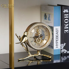 Maison Couture - Đồng Hồ Để Bàn Bằng Đồng Golden Empire Emperor Bird Of The Paradise Castle 11x22x20-CẬU HAI HOME DECOR