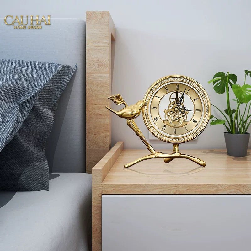 Maison Couture - Đồng Hồ Để Bàn Bằng Đồng Golden Empire Emperor Bird Of The Paradise Castle 11x22x20-Đồng hồ để bàn-CẬU HAI HOME DECOR