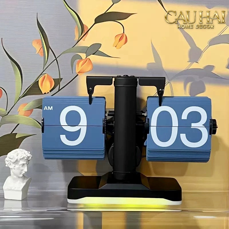 Maison Couture - Đồng Hồ Flip Light Steel Shine Grey Modern Desk Clock - CẬU HAI HOME DECOR