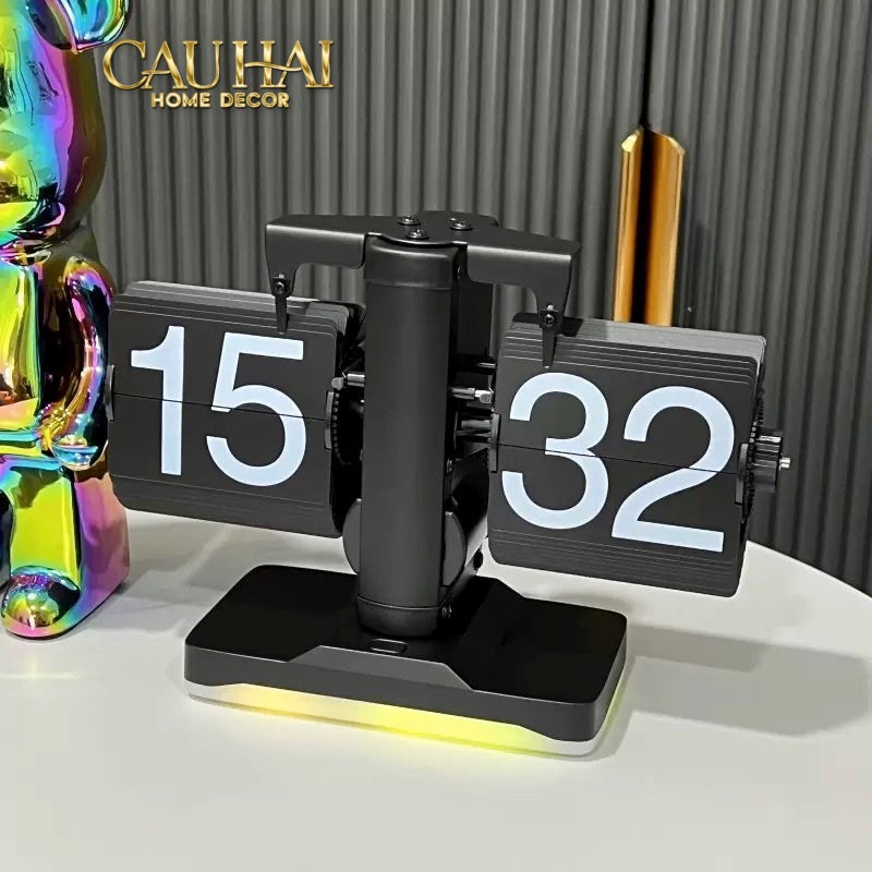 Maison Couture - Đồng Hồ Flip Light Steel Shine Grey Modern Desk Clock - CẬU HAI HOME DECOR