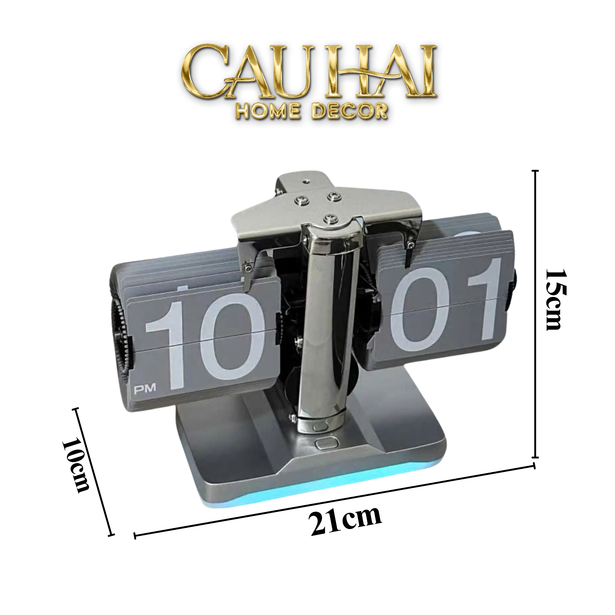 Maison Couture - Đồng Hồ Flip Light Steel Shine Grey Modern Desk Clock - CẬU HAI HOME DECOR