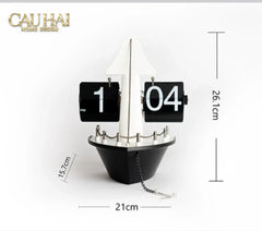 Maison Couture - Đồng Hồ Lật Retro Tàu Biển Flip Clock Cruise Ship 21x8x17-CẬU HAI HOME DECOR