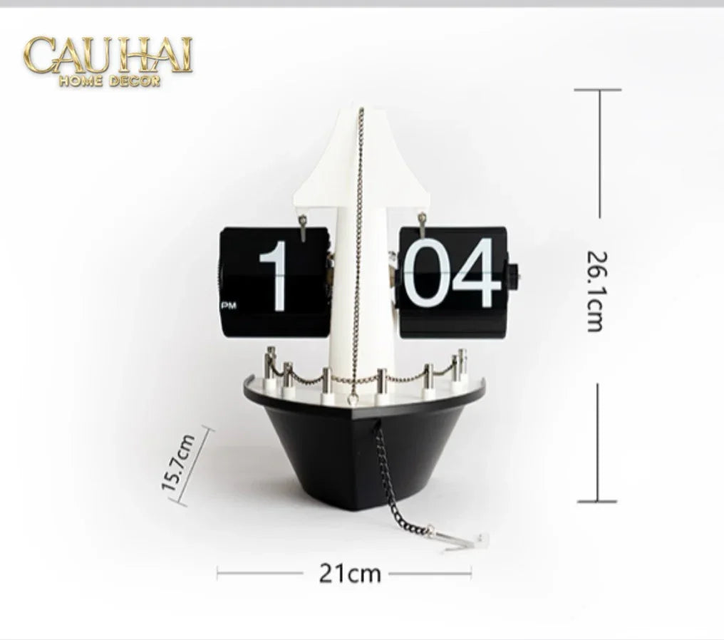 Maison Couture - Đồng Hồ Lật Retro Tàu Biển Flip Clock Cruise Ship 21x8x17-ĐỒNG HỒ-CẬU HAI HOME DECOR
