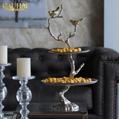 Maison Couture Elysian - Đĩa 2 Tầng Platinum Imperium Empire Deux Niveaux Étagère 33x60-CẬU HAI HOME DECOR