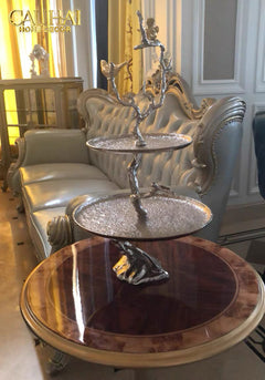 Maison Couture Elysian - Đĩa 2 Tầng Platinum Imperium Empire Deux Niveaux Étagère 33x60-CẬU HAI HOME DECOR