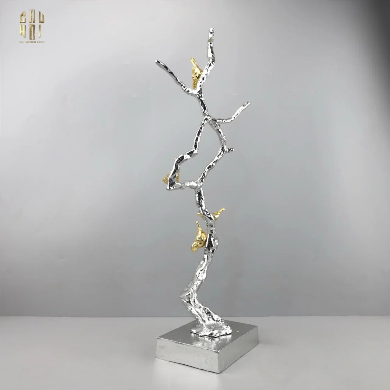 Maison Couture Elysian - Tượng Nhánh Cây Đồng Mạ Bạc Platinum Argente Imperium Jardin 25x70-CẬU HAI HOME DECOR