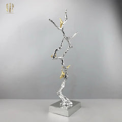 Maison Couture Elysian - Tượng Nhánh Cây Đồng Mạ Bạc Platinum Argente Imperium Jardin 25x70-CẬU HAI HOME DECOR