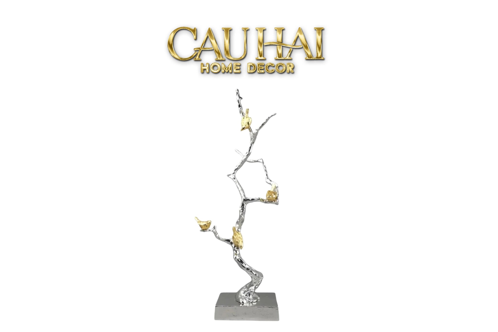 Maison Couture Elysian - Tượng Nhánh Cây Đồng Mạ Bạc Platinum Argente Imperium Jardin 25x70-CẬU HAI HOME DECOR