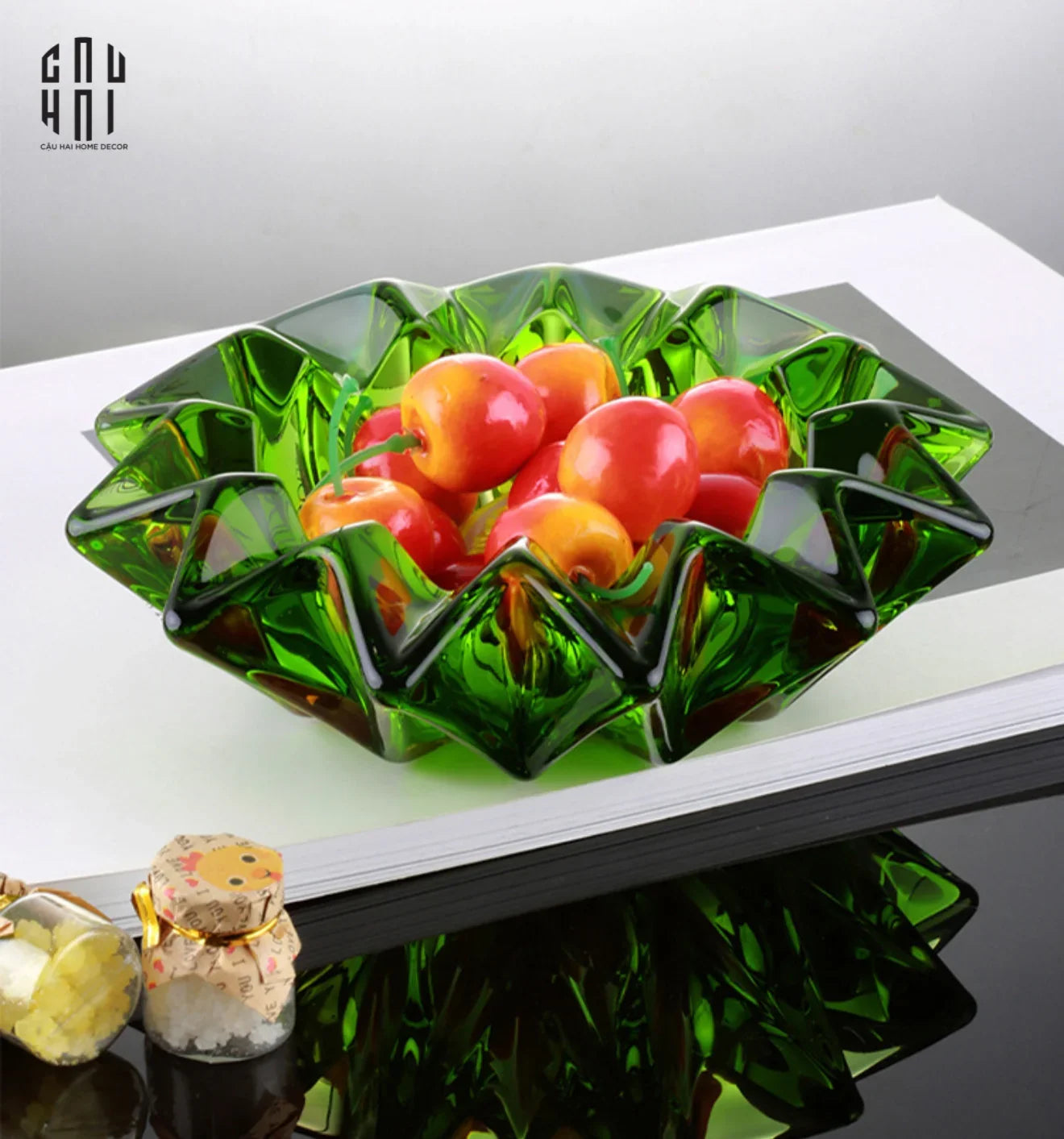 Maison Couture - Gạt Tàn Pha Lê Lục Bảo Émeraude Cristalleries Décor Ashtrays S9-CẬU HAI HOME DECOR