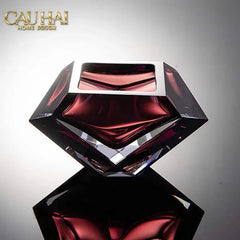 Maison Couture - Gạt Tàn Pha Lê Ruby Cristallerie Rouge Ambré Diamant Ashtray 7x14-CẬU HAI HOME DECOR