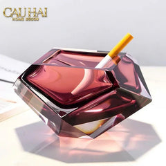 Maison Couture - Gạt Tàn Pha Lê Ruby Cristallerie Rouge Ambré Diamant Ashtray 7x14-CẬU HAI HOME DECOR