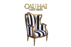 Maison Couture - Ghế Bành Fauteuil Louis XVI Medallion Rayé Bois Doré-CẬU HAI HOME DECOR