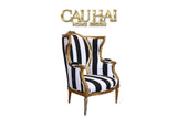 Maison Couture - Ghế Bành Fauteuil Louis XVI Medallion Rayé Bois Doré-NỘI THẤT-CẬU HAI HOME DECOR