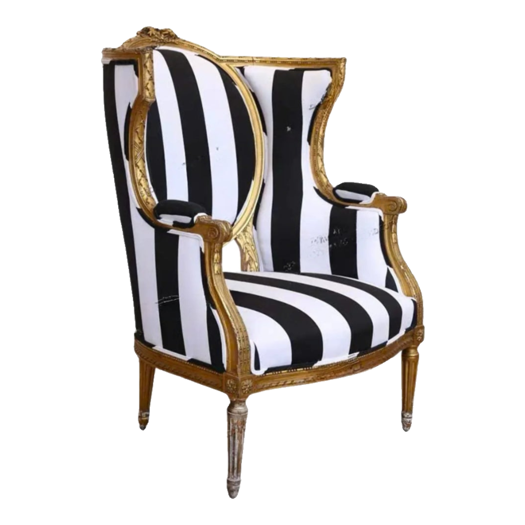 Maison Couture - Ghế Bành Fauteuil Louis XVI Medallion Rayé Bois Doré