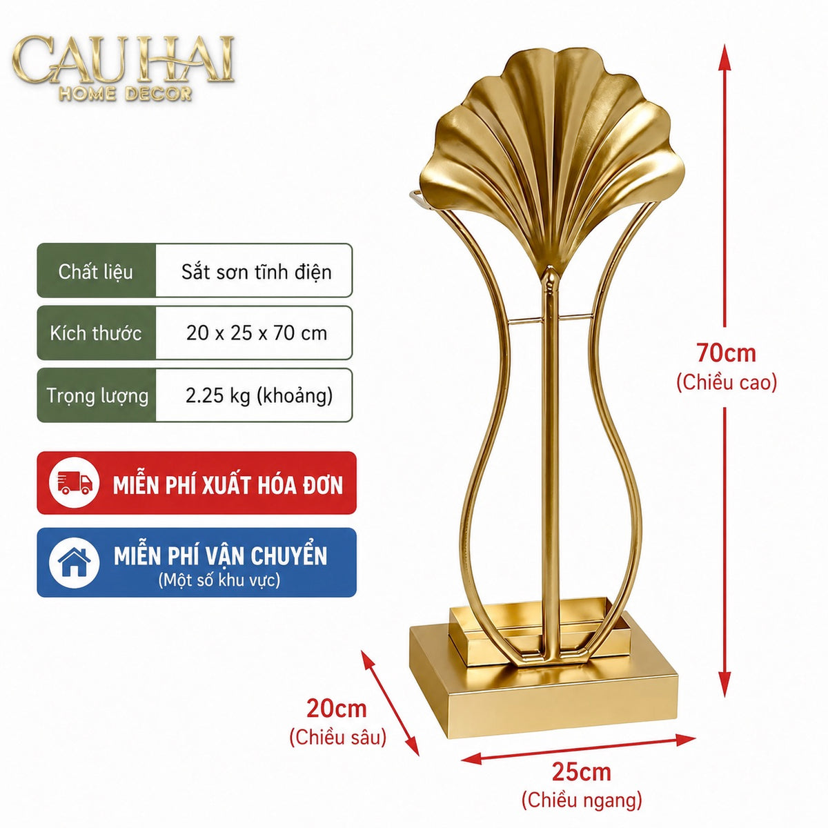 Maison Couture - Giá Để Ô Kim Loại Ginkgo Sculptural D'Or H89-Giá để ô-CẬU HAI HOME DECOR-CẬU HAI HOME DECOR