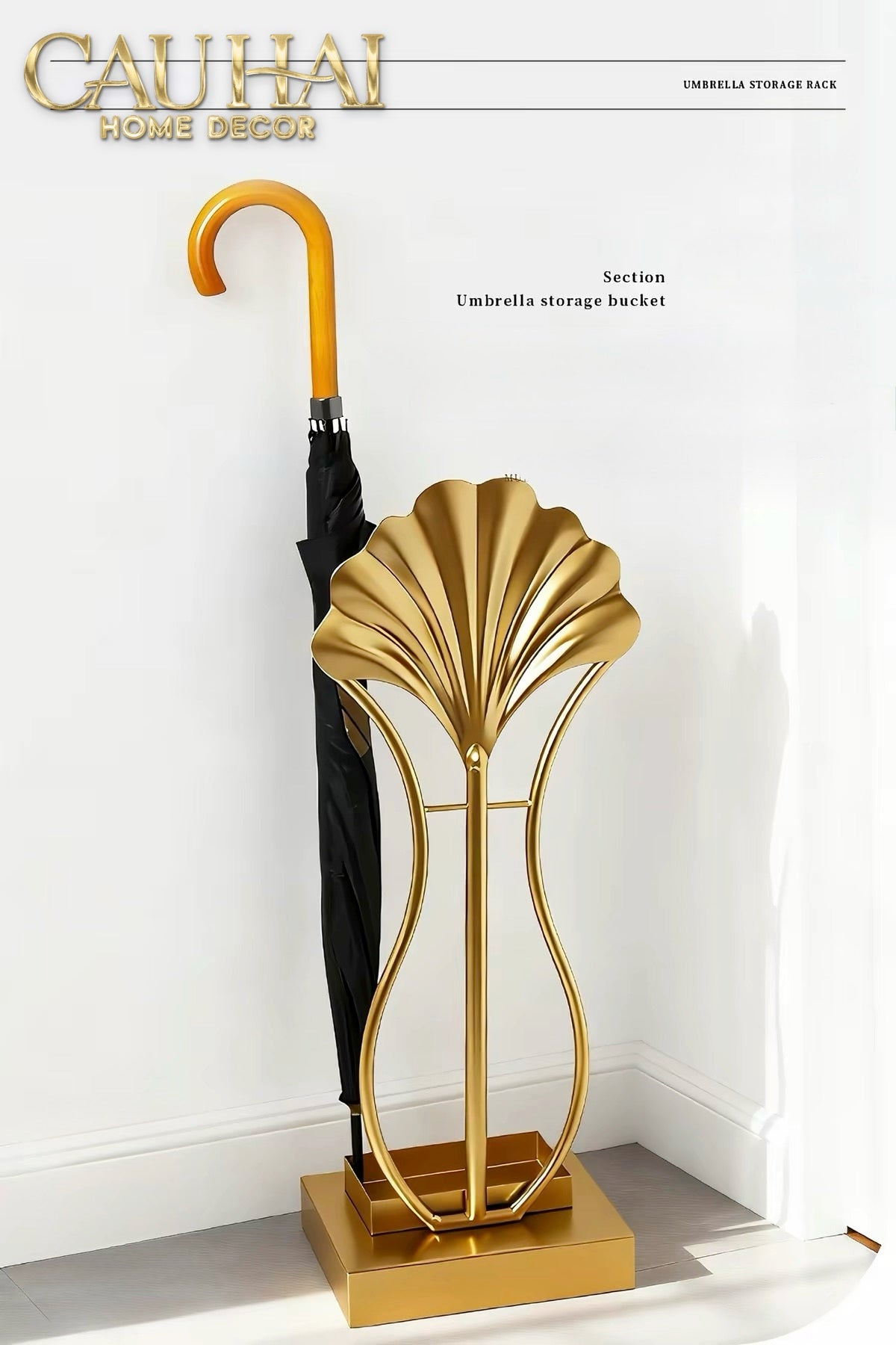 Maison Couture - Giá Để Ô Kim Loại Ginkgo Sculptural D'Or H89-Giá để ô-CẬU HAI HOME DECOR-CẬU HAI HOME DECOR