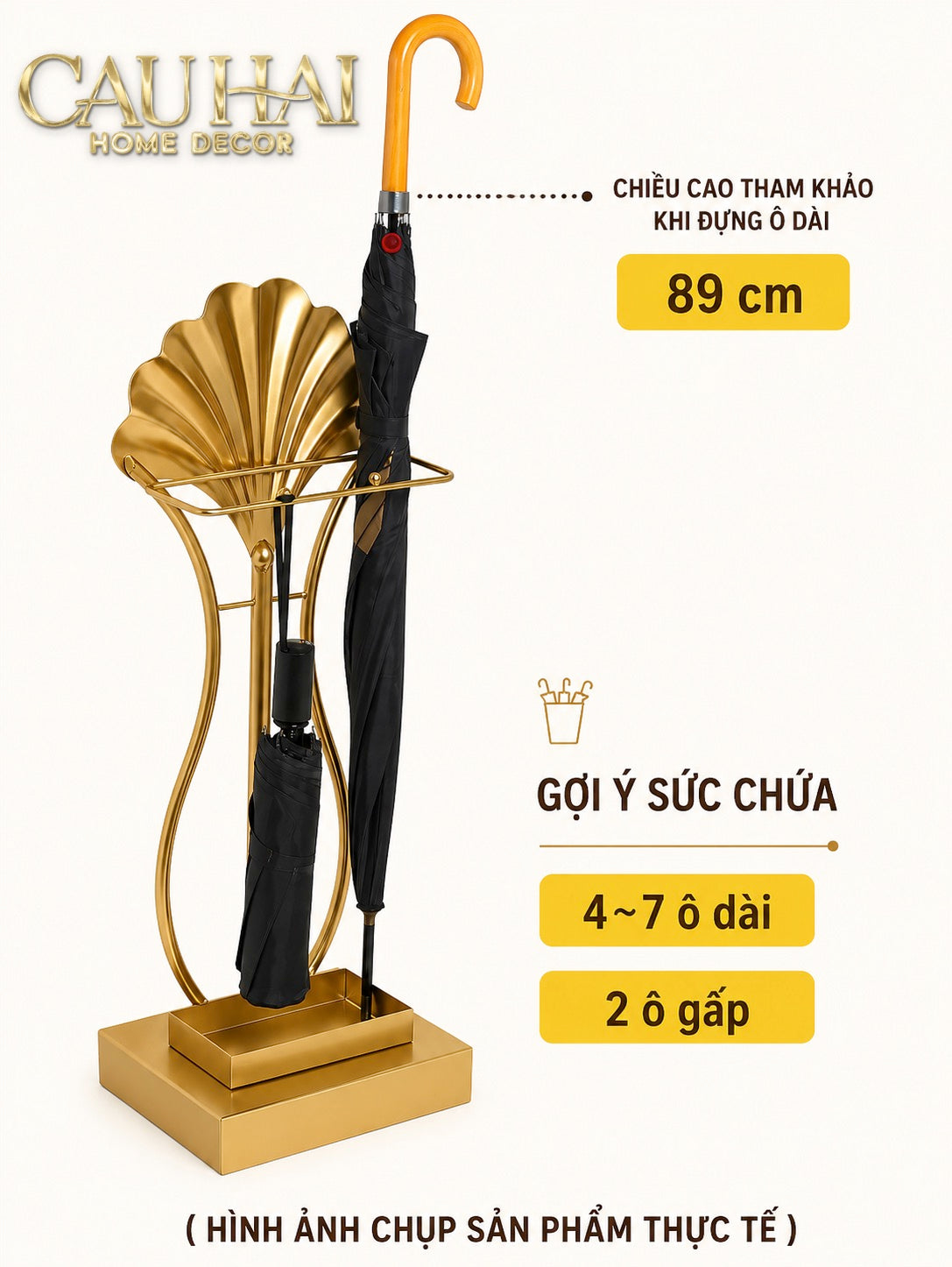 Maison Couture - Giá Để Ô Kim Loại Ginkgo Sculptural D'Or H89-Giá để ô-CẬU HAI HOME DECOR-CẬU HAI HOME DECOR