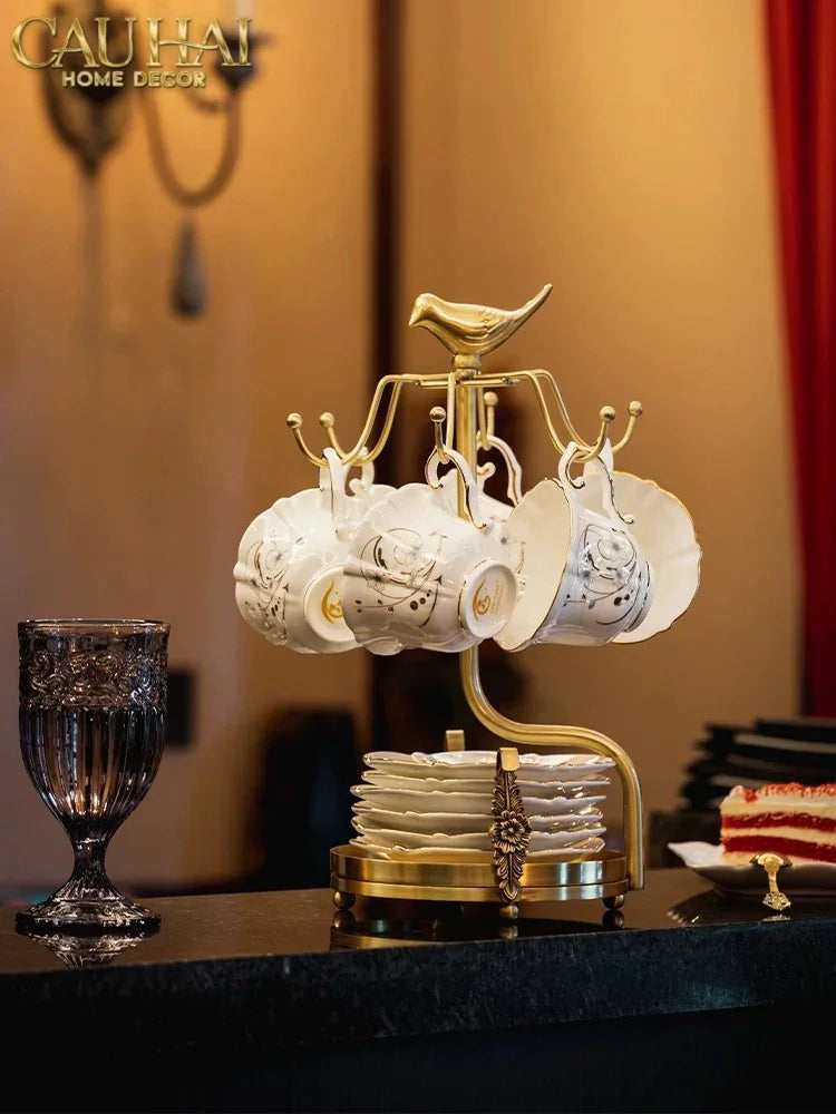 Maison Couture - Giá Treo Tách Trà Bằng Đồng Emperor Bird Cup Stand H36-CẬU HAI HOME DECOR