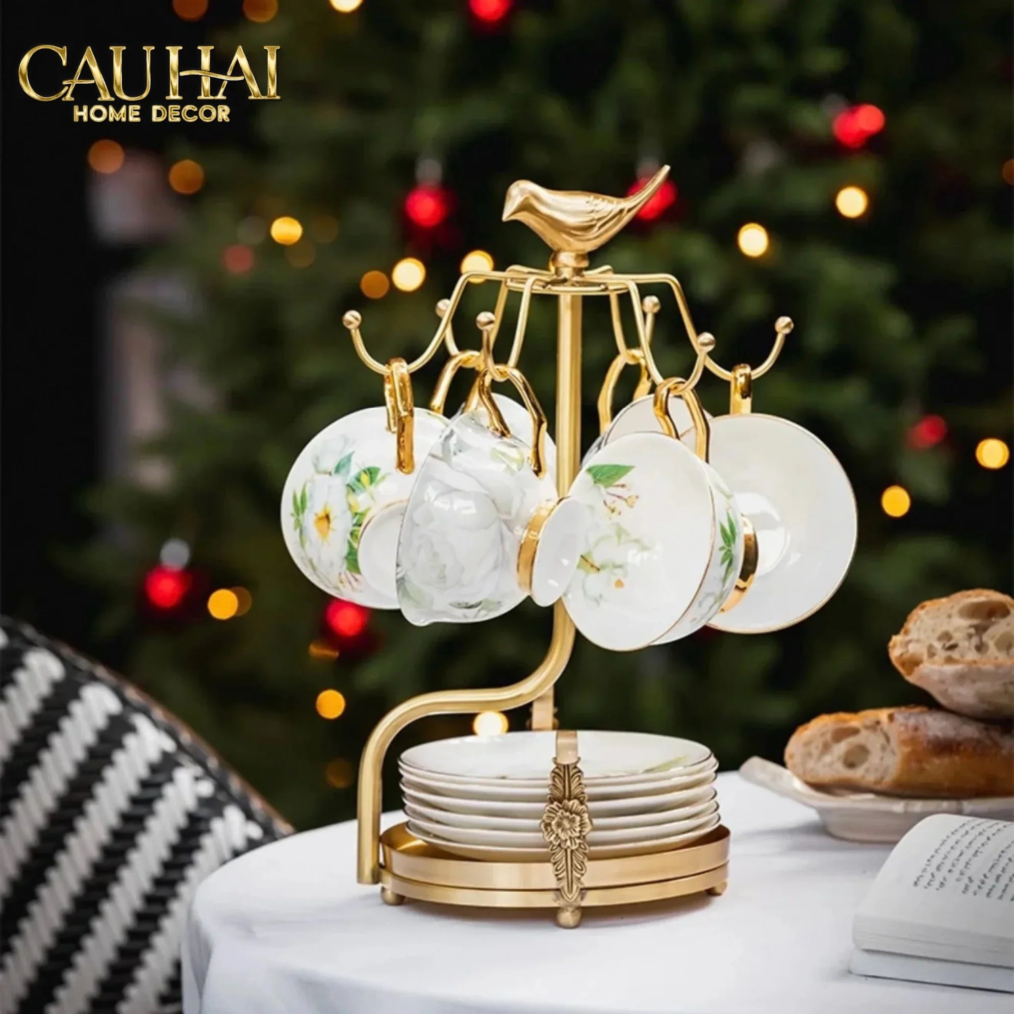 Maison Couture - Giá Treo Tách Trà Bằng Đồng Emperor Bird Cup Stand H36-CẬU HAI HOME DECOR