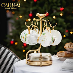 Maison Couture - Giá Treo Tách Trà Bằng Đồng Emperor Bird Cup Stand H36-CẬU HAI HOME DECOR