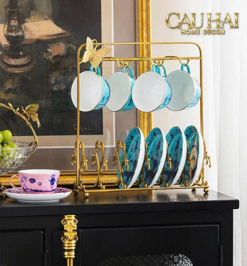 Maison Couture - Giá Treo Tách Trà Bằng Đồng Présentoir de Tasses Papillon en Laiton Doré 31x35-CẬU HAI HOME DECOR