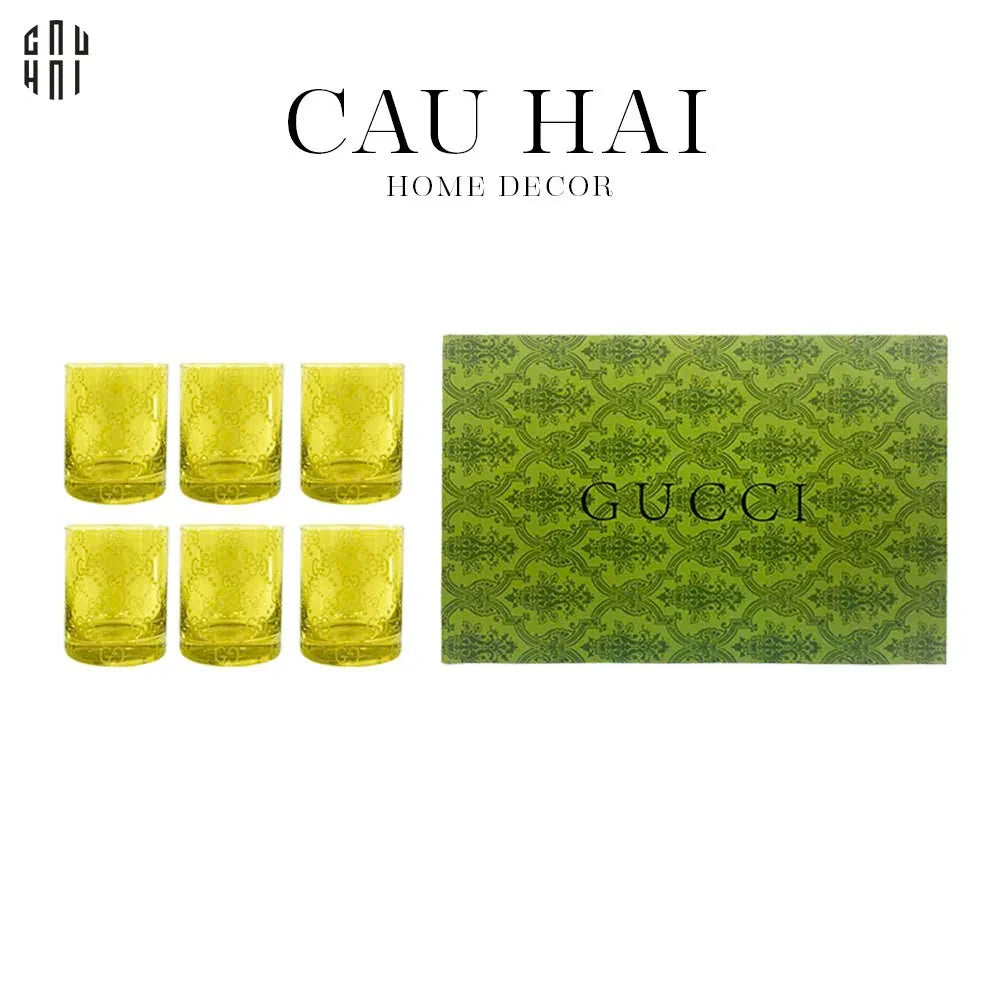 Maison Couture - Gift Box Set 6 Ly Thuỷ Tinh GG Jungle - Forest Green Up - CẬU HAI HOME DECOR