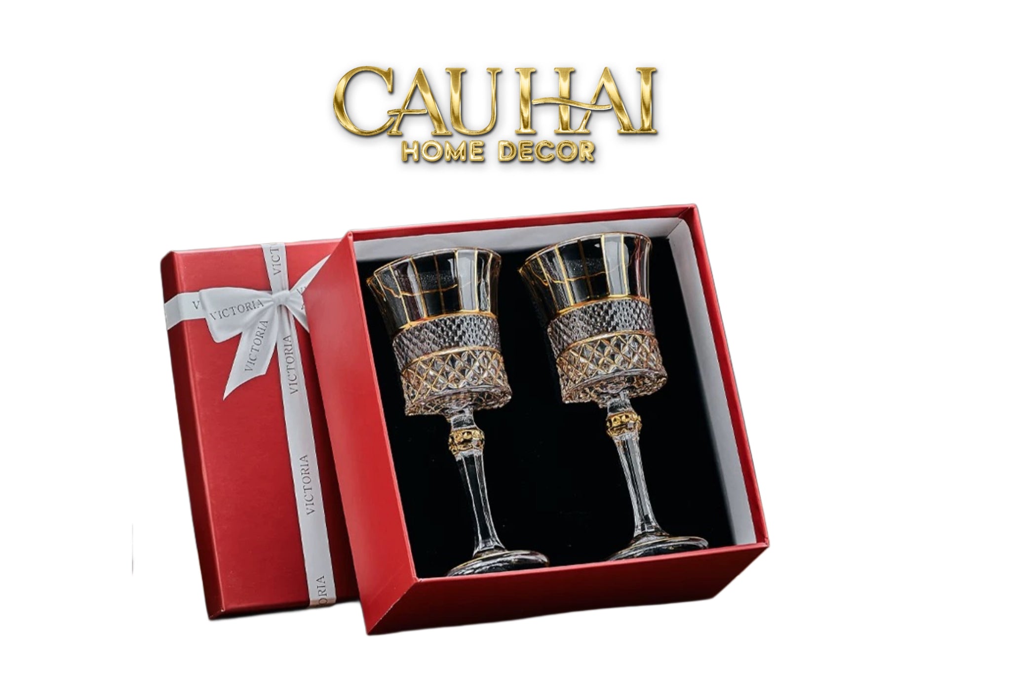 Maison Couture - Gift Set 2 Ly D'Or Walter Vino Russo Cristalleries Glasses - CẬU HAI HOME DECOR