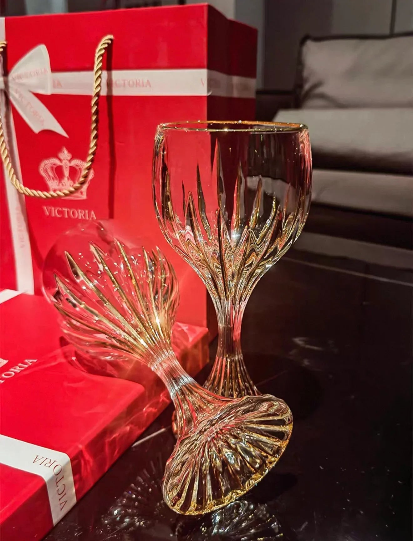 Maison Couture - Gift Set 2 Ly Pha Lê Vino Russo BCR Victoria Cristalleries Glasses-CẬU HAI HOME DECOR