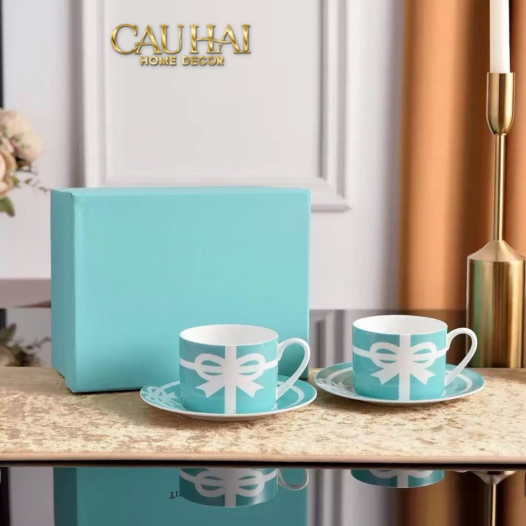 Maison Couture - Gift Set 2 Tách Trà Élégance Turquoise Ribbon 4Pcs - CẬU HAI HOME DECOR