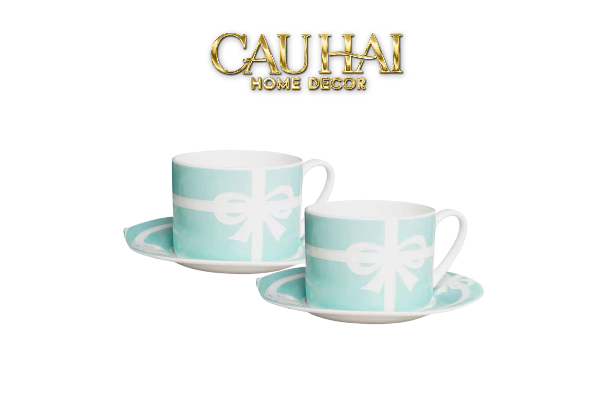 Maison Couture - Gift Set 2 Tách Trà Élégance Turquoise Ribbon 4Pcs - CẬU HAI HOME DECOR